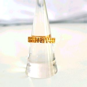 Vintage Gold Lines and Boxes Pattern Ring Size 7 Women's Jewelry